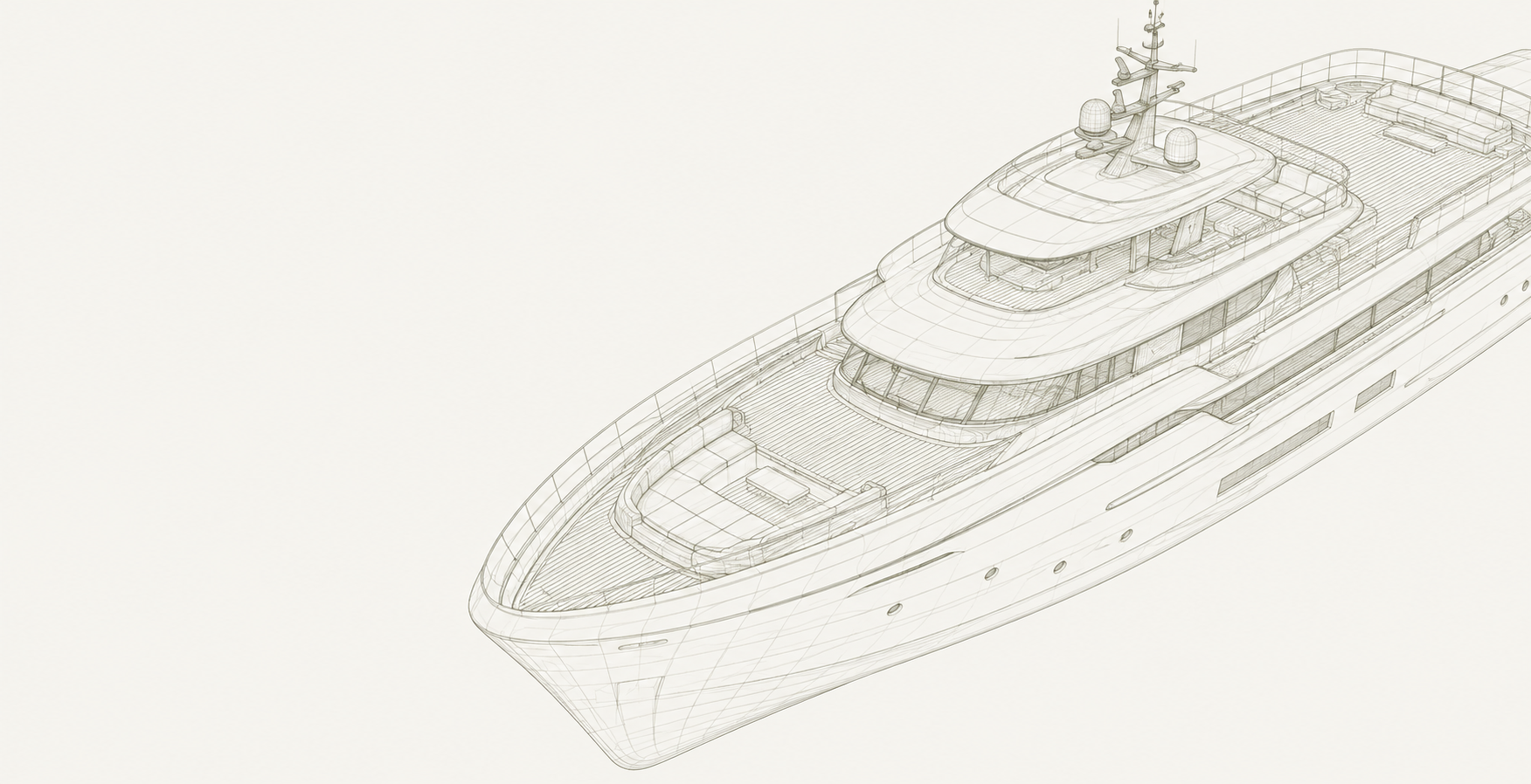 Interpretazione illustrativa a linee dello yacht fornito